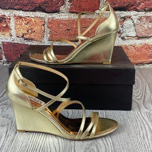 Badgley Mischka Gold Wedge Sandal 8M